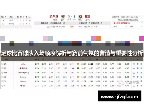 足球比赛球队入场顺序解析与赛前气氛的营造与重要性分析