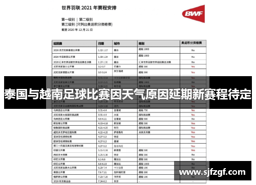 泰国与越南足球比赛因天气原因延期新赛程待定